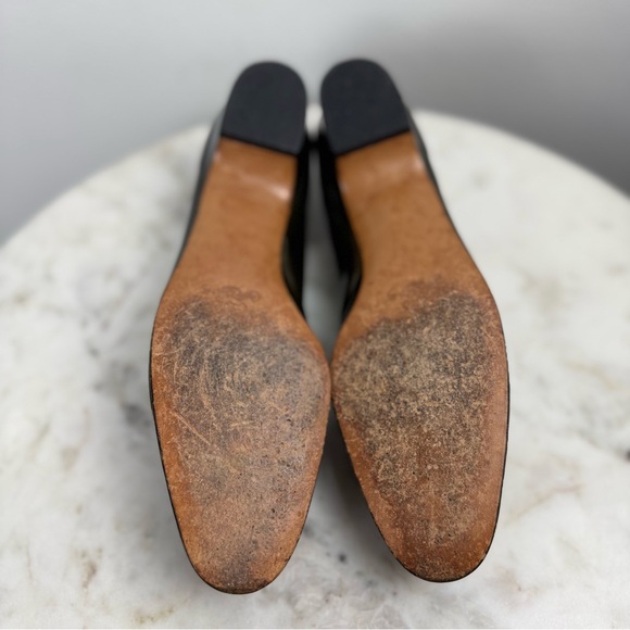 Salvatore Ferragamo Boutique Patent Leather Bow Pump Olive Green Size 6 - Picture 7 of 11